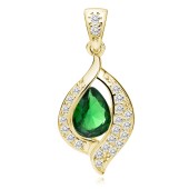 Pandantiv argint placat cu aur galben cu piatra verde DiAmanti Z0736CG_G-DIA